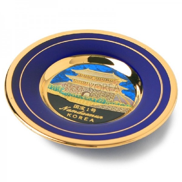 금장접시장식-남대문(청색) - 24k로 도금된 장식용 접시