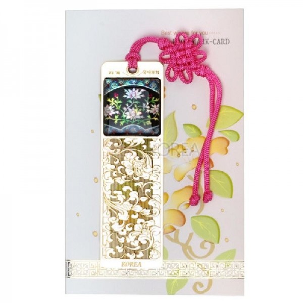 자개 책갈피-목단부채 - 화려하고 아름다운 목단을 표현