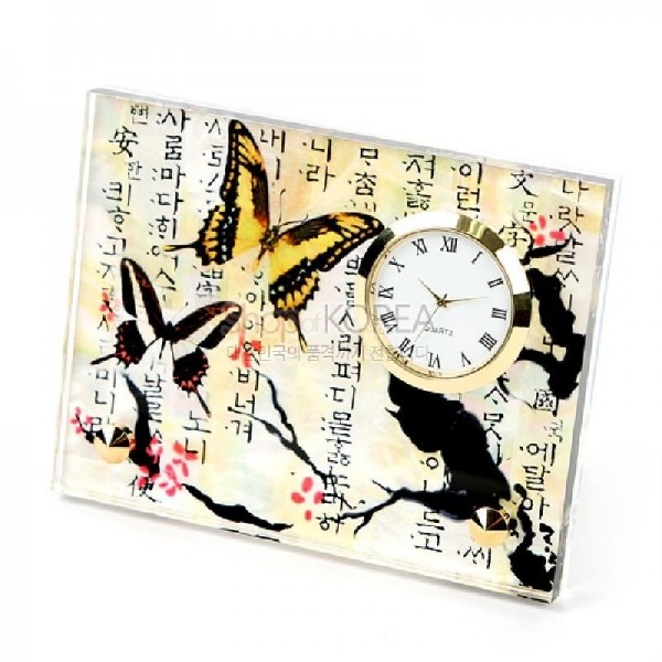 탁상용시계-매화나비 - 전통무늬가 새겨진 탁상용 시계