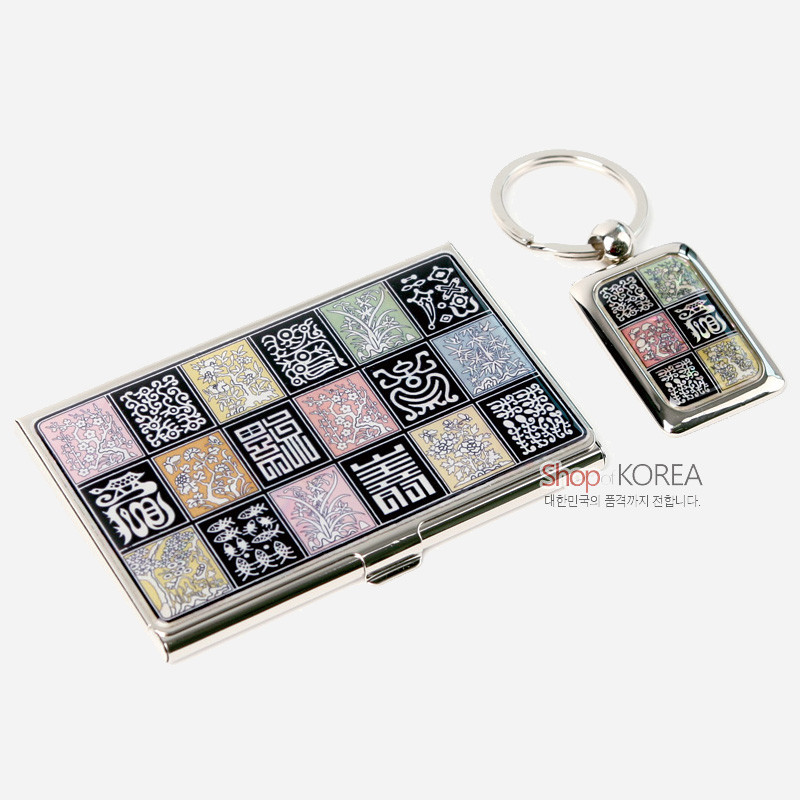 명함집2종-채색문양 - 사군자와 전서, 그리고 자개의 조화