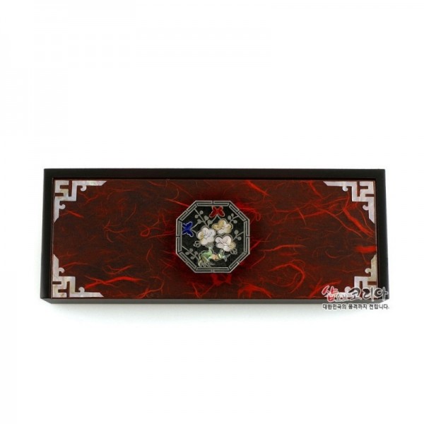 한지자동함세트-은선팔각매화[적색] - 고급스러운 한지와 자개의 조화