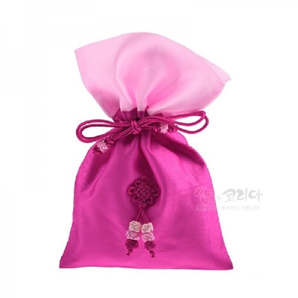 매듭주머니中 [진분홍] - 매듭으로 장식된 심플한 주머니