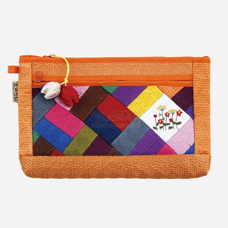 누비 조각보파우치-주황