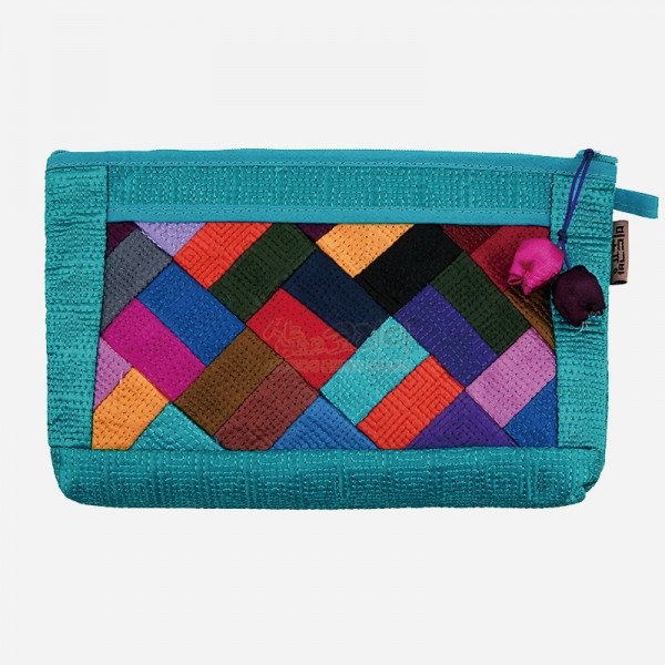 누비 조각보파우치-하늘색 - 조각보 무늬가 예쁜 누비파우치