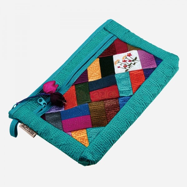 누비 조각보파우치-하늘색 - 조각보 무늬가 예쁜 누비파우치