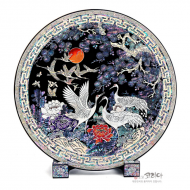 나전칠기 쟁반 - 송학도(흑)