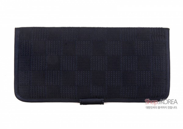 [소산당]누비수 단색 장지갑- 감색 - 전통 디자인의 실용적인 지갑