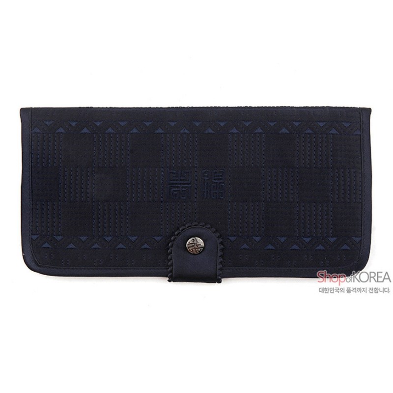 [소산당]누비수 단색 장지갑- 감색