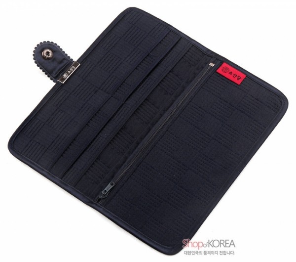 [소산당]누비수 단색 장지갑- 감색 - 전통 디자인의 실용적인 지갑