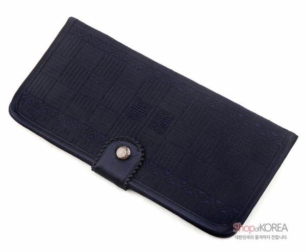[소산당]누비수 단색 장지갑- 감색 - 전통 디자인의 실용적인 지갑