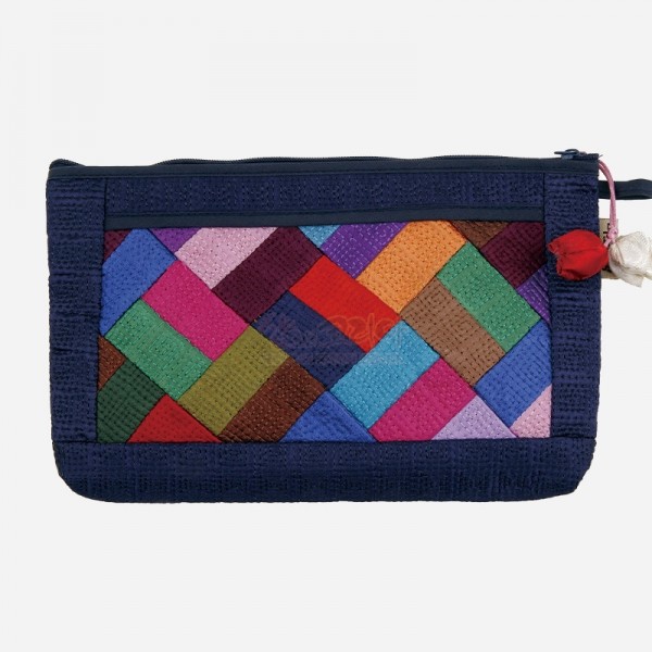 누비 조각보파우치-남색 - 조각보 무늬가 예쁜 누비파우치