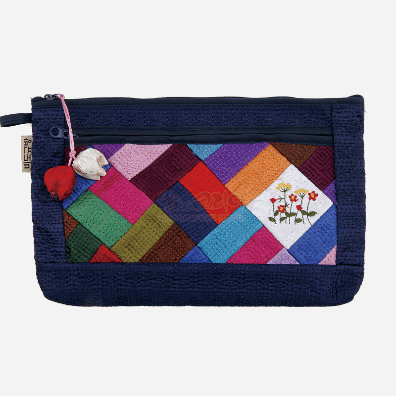 누비 조각보파우치-남색
