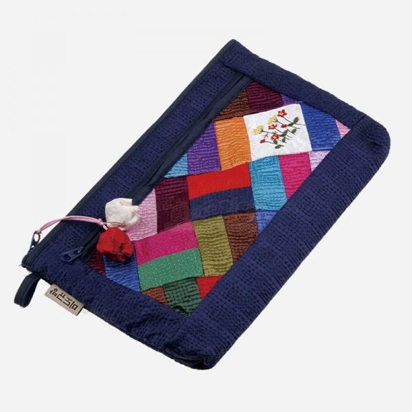 누비 조각보파우치-남색 - 조각보 무늬가 예쁜 누비파우치
