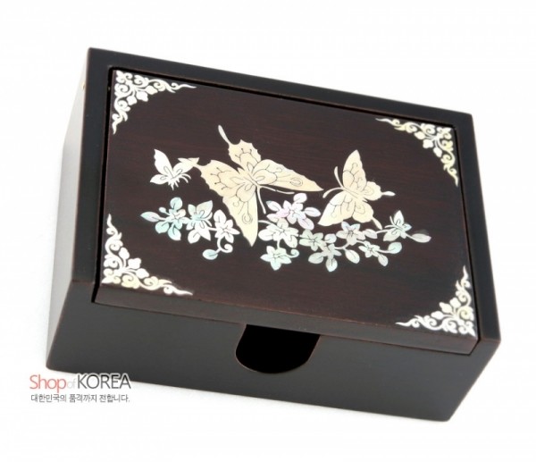 상감자동명함함-나비 - 아름다운 나비와 매화가 엮어진 제품