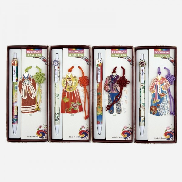 한국문화4종 책갈피+볼펜세트 - 외국친구들에게 간단히 선물할 수 있는 예쁜기념  펜