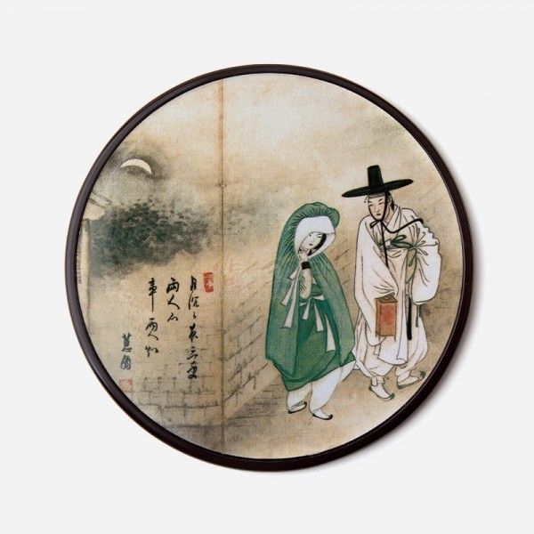 전통컵받침-신윤복 - 신윤복 대표 작품이 담겨 있는 컵받침