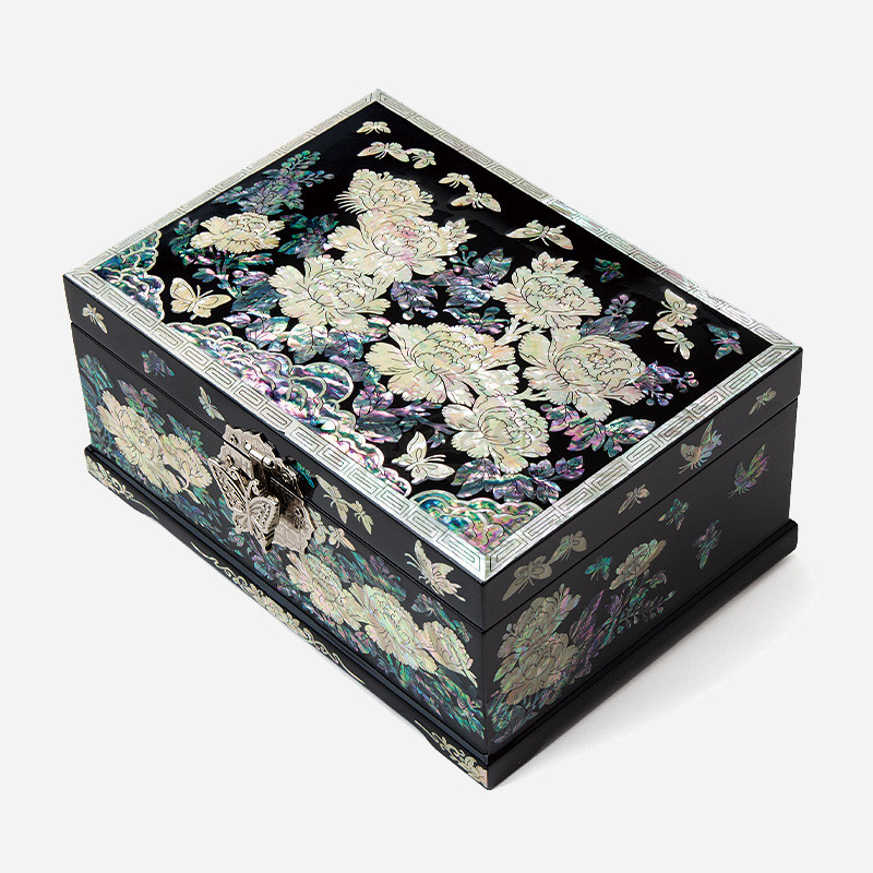 나전칠기 보석함 -자개로 핀 모란