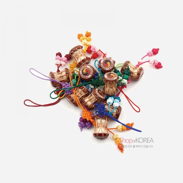 장구와북 매듭 작은열쇠고리 10P세트 - 태극무늬가 들어간 장구와북 핸드폰고리