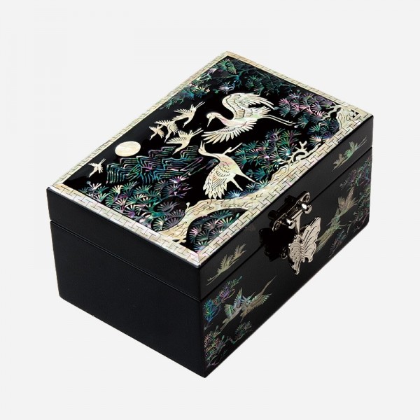 나전칠기 직보석함-액자 속 송월학(흑색) - 송월학의 아름다움을 담은, 나전칠기 직보석함