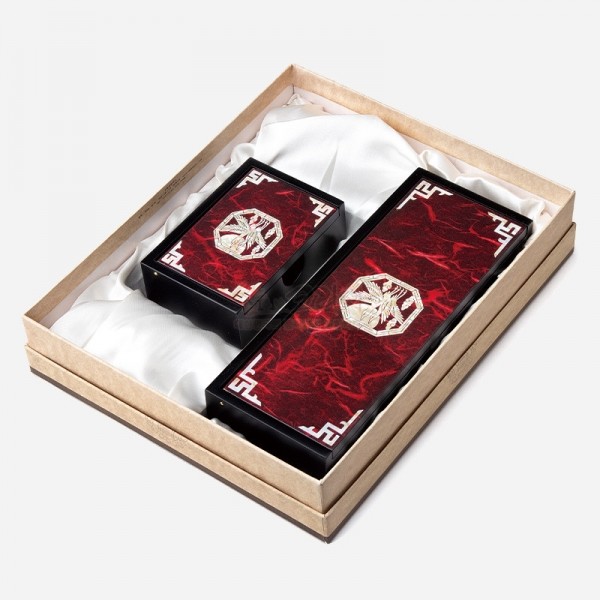 한지자동함세트-적학(필함,명함함) - 고급스러운 한지와 자개의 조화