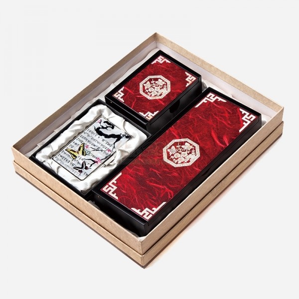 한지자동함세트-적매화(필함,명함함,명함케이스) - 고급스러운 한지와 자개의 조화