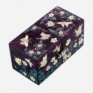 한지 나전칠기 자개쌍합 당초나비(자색)