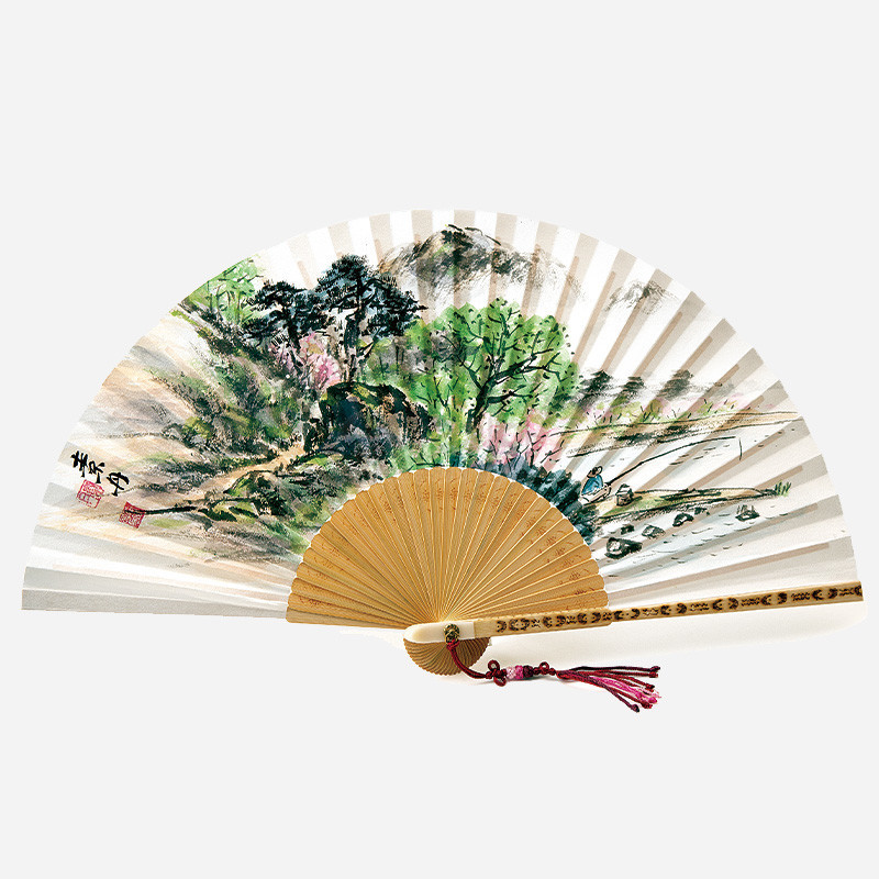 소단 홍현희 작 전통 접부채 - 봄 (합죽선)