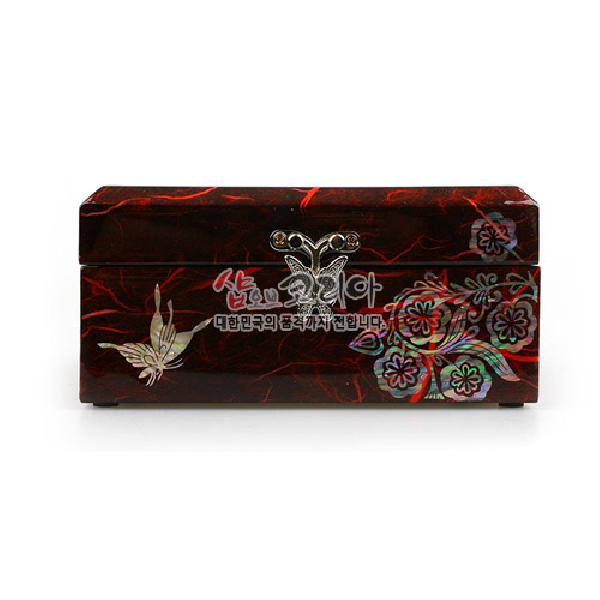 한지직거북보석함-나비[홍색] - 고운 한지위에 자개로 장식한 보석함