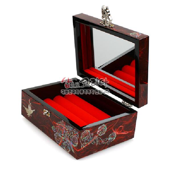 한지직거북보석함-나비[홍색] - 고운 한지위에 자개로 장식한 보석함