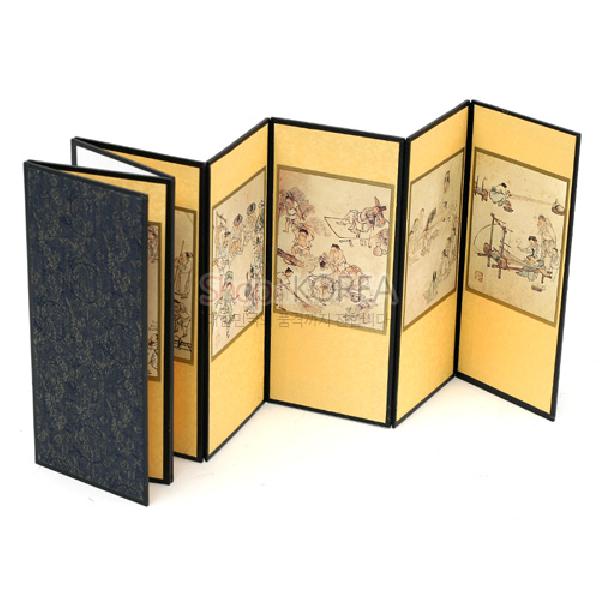 8폭실크작은병풍 중-김홍도 - 풍속도가 담긴 예쁜 8폭의 미니병풍