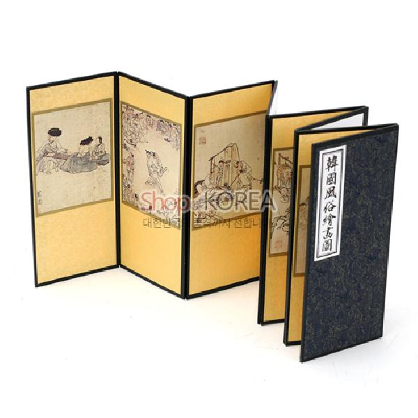 8폭실크작은병풍 중-김홍도 - 풍속도가 담긴 예쁜 8폭의 미니병풍