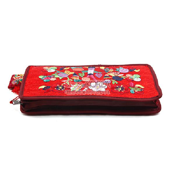 수사각파우치-적색 - 매듭이 예쁜 누비파우치