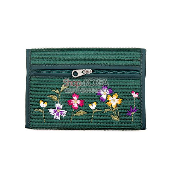 누비 똑딱이 동전지갑-녹색 - 예쁜 꽃무늬에 자수지갑