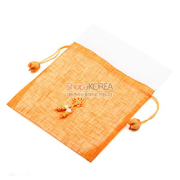 복을 담은 모시 주머니 (대)-황색 - 아름다운 모시 매듭주머니