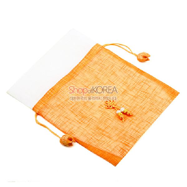 복을 담은 모시 주머니 (대)-황색 - 아름다운 모시 매듭주머니