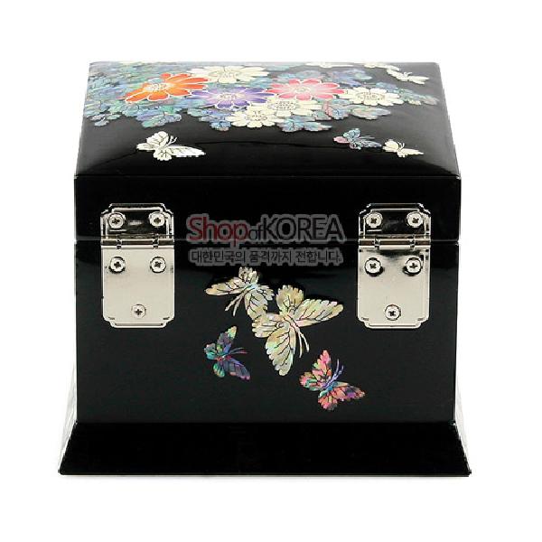 1단서랍보석함-꽃나비(흑) - 1단 서랍이 있는 고급보석함