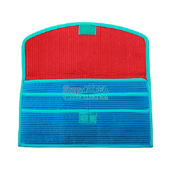 누비수(秀) 색동 장지갑[청색] - 예쁜 누비 색동무늬 장지갑