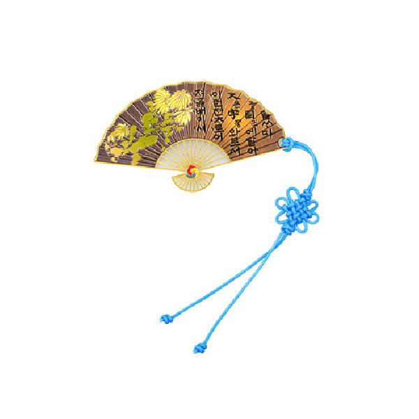 전통책갈피-훈민정음부채[국화] - 전통 국화무늬의 부채책갈피