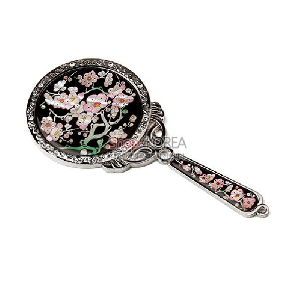 나전 주머니 손거울-매화 - 자개 빛이 아름다운 손잡이 손거울