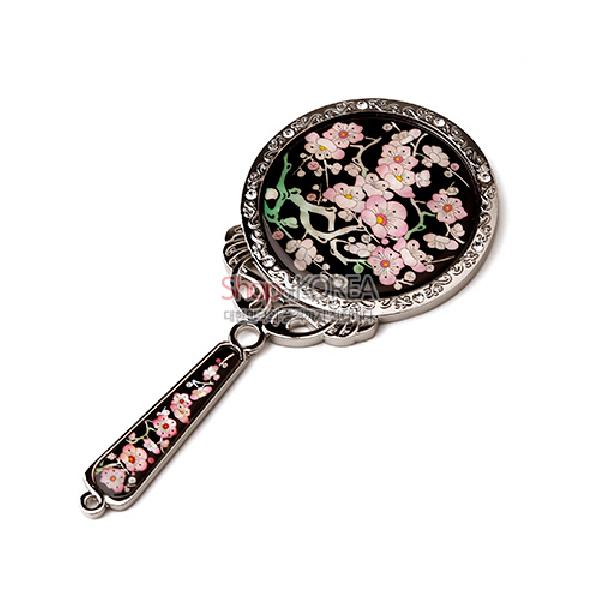 나전 주머니 손거울-매화 - 자개 빛이 아름다운 손잡이 손거울