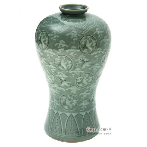 청자상감운학 주매병 세트 특대 - 고려 청자상감운학주문매병을 재현