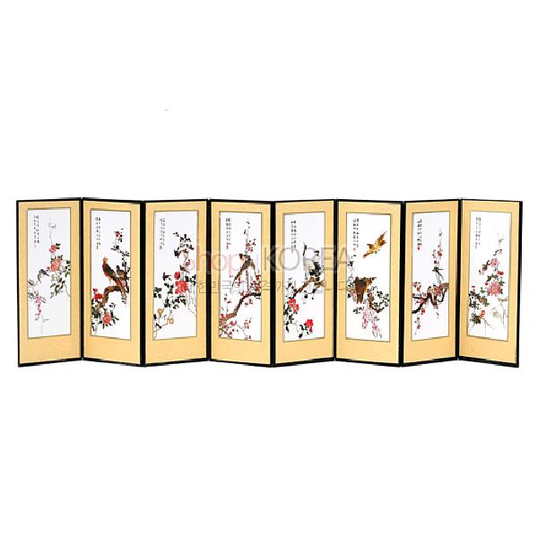 8폭실크작은병풍 중-화조