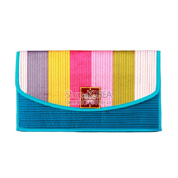 누비수(秀) 색동 장지갑[청색] - 예쁜 누비 색동무늬 장지갑