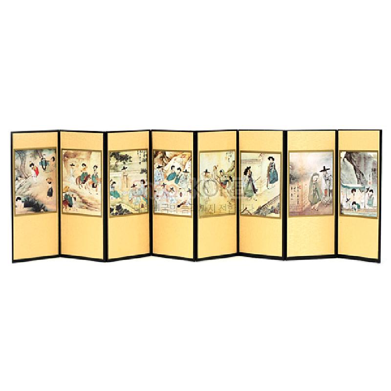 8폭실크작은병풍 중-신윤복