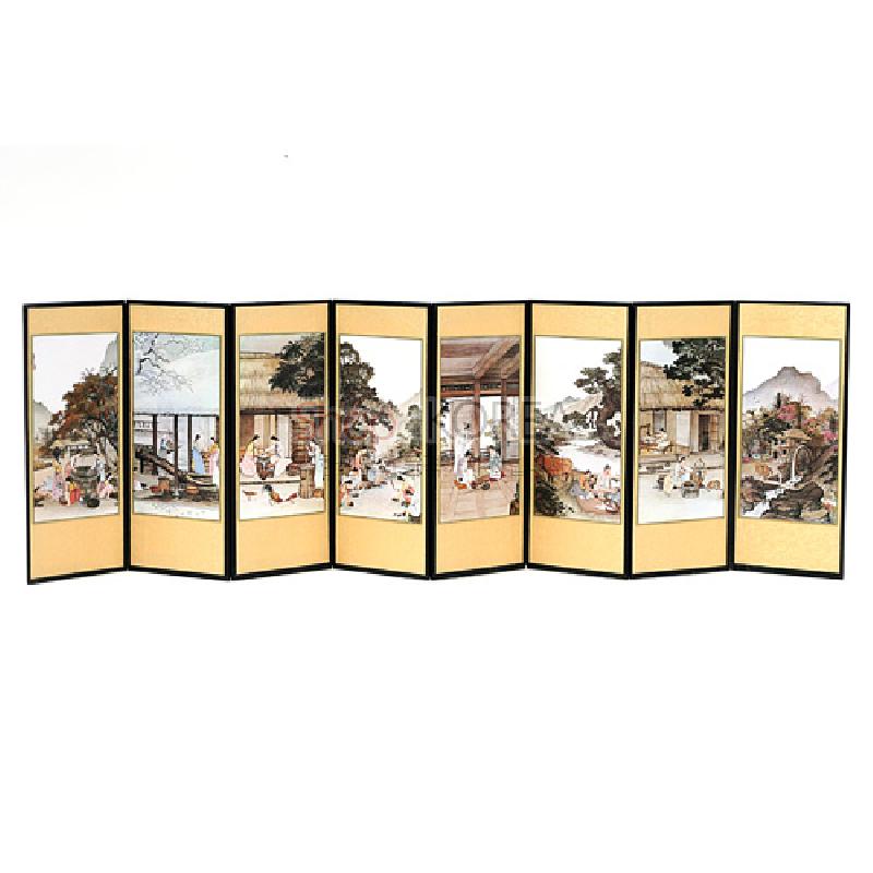 8폭실크 작은병풍 중-풍속도