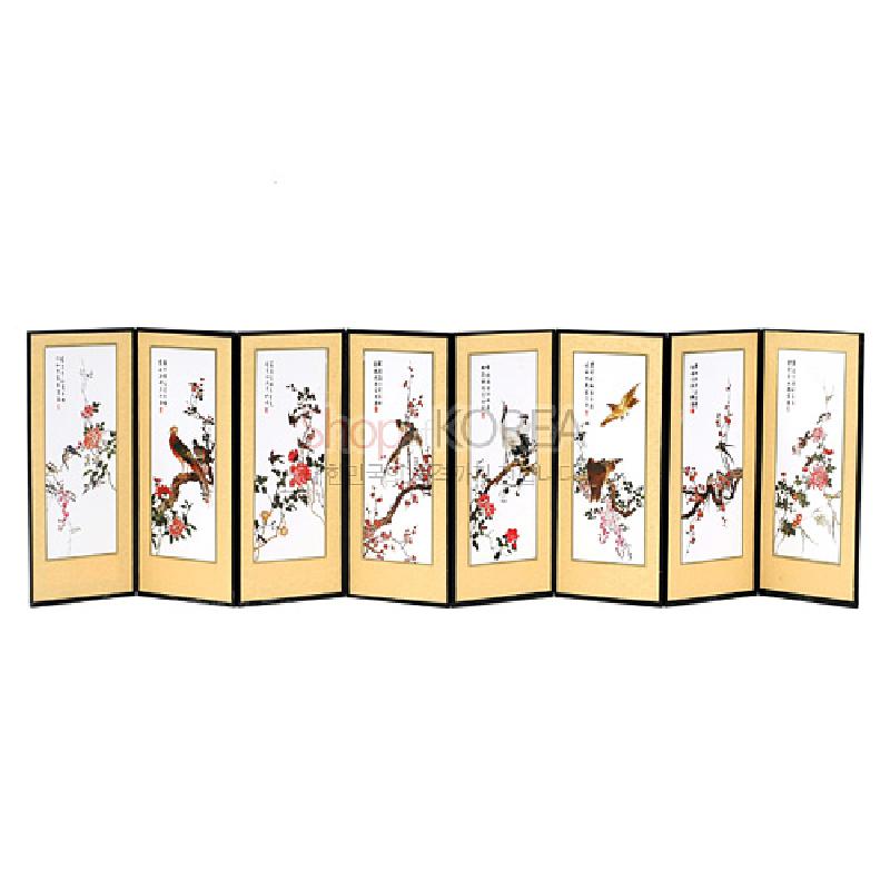 8폭실크작은병풍 중-화조