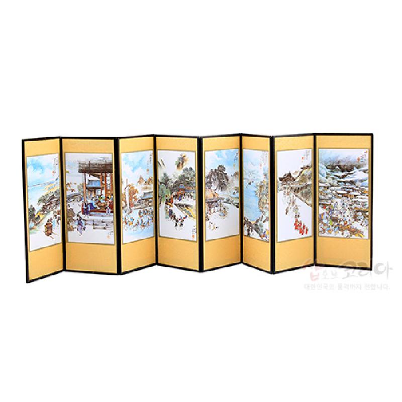 8폭실크작은병풍 중-풍경도