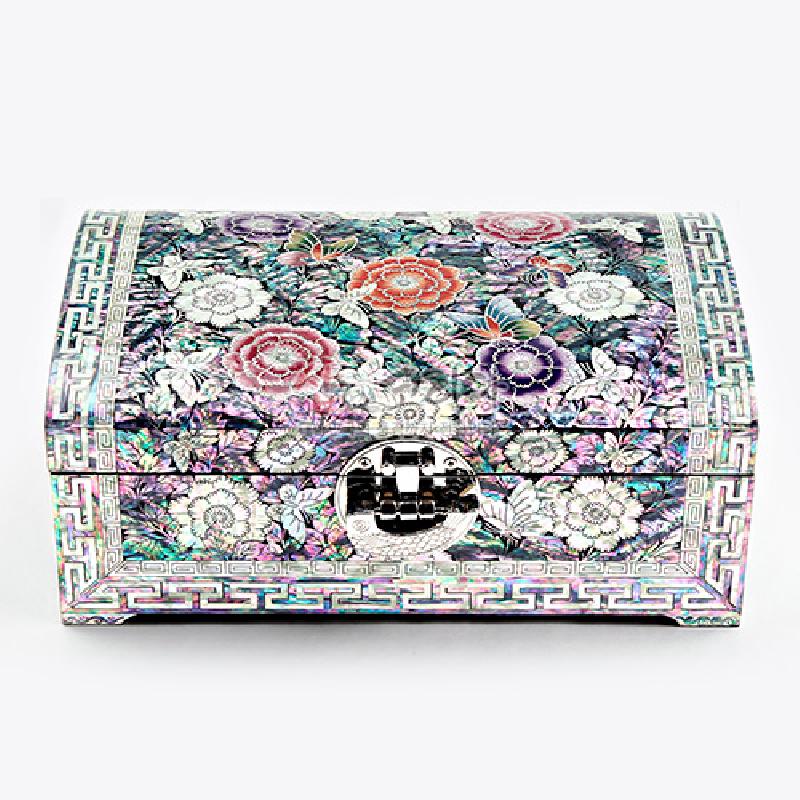 나전칠기 굴림자개 꽃나비보석함